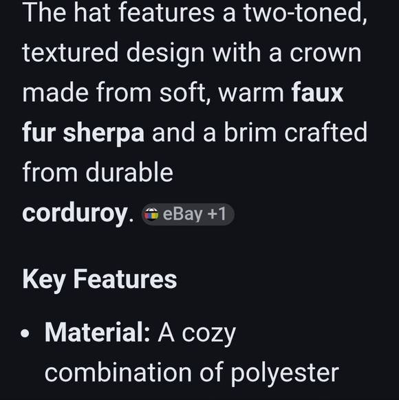 Anthropologie Teddy Sherpa Corduroy Baseball Cap Hat. Two Tone Brown. Size OS - Picture 6 of 7